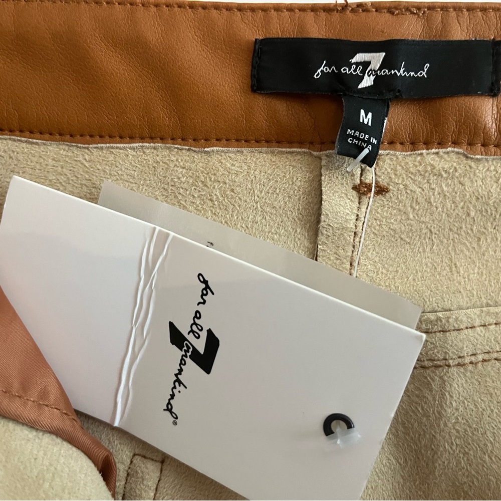 7 For All Mankind Faux Leather Straight Leg High Waist Pant - Size M color Camel - Picture 12 of 14